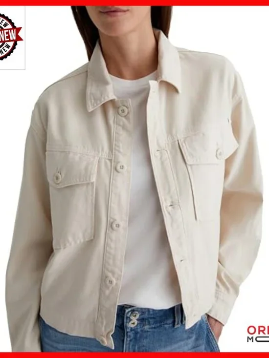 Cropped Utility Shirt Jacket, 100% Cotton, Regular Fit, Front Pockets - Picture 2 of 7